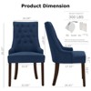 Set of 2 Wingback Upholstered Dining Chairs with Tufted Back and Wood Legs, Fabric Side Chairs for Kitchen or Living Room - 3 of 4