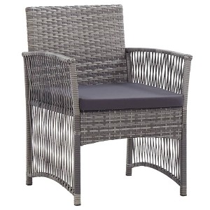 vidaXL Patio Chairs 2 Pcs Outdoor Patio Dining Chair with Cushions Poly Rattan - Anthracite - 1 of 4
