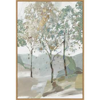 22" x 33" Breezy Landscape Trees II by Allison Pearce Framed Canvas Wall Art Light Brown - Amanti Art