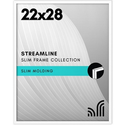 Americanflat 22x28 Poster Frame with Polished Plexiglass, Streamline Collection, Thin Border Picture Frame for Wall Display, , White