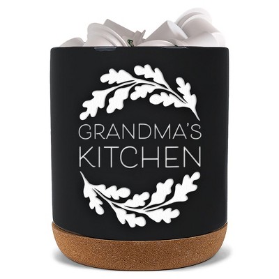Elanze Designs Grandma's Black X-Large Cork Bottom, Kitchen Counter, Ceramic Stoneware, Coffee, Tea and Hot Chocolate, Machine Brewing, K Capsule Pod