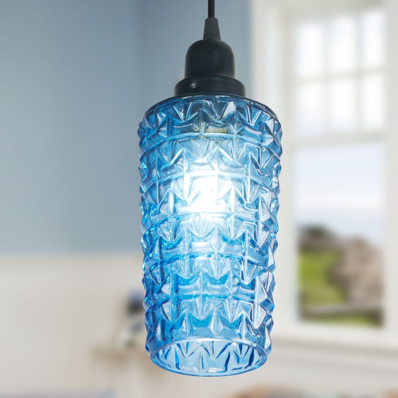 River of Goods 4.75&#34; 1-Light Apollo Glass and Metal Pendant Blue, 3 of 12