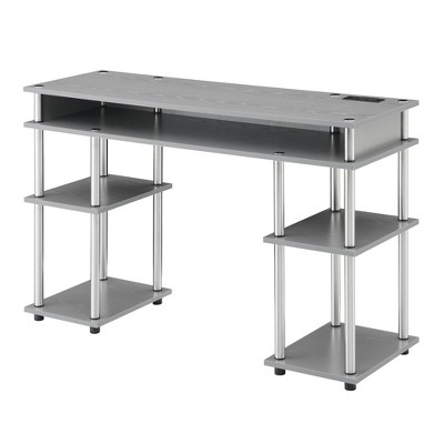 Designs2Go No Tools Student Desk with Charging Station and Shelves Gray - Breighton Home