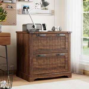 SinCiDo Farmhouse 2 Drawer File Cabinet, 30" Office Storage Cabinet w/Hanging Folders Holds A4 Letter Legal Files Size - 1 of 4