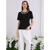 INSPIRE CHIC Women's Summer Round Neck Short Sleeve Rhinestone Decor Blouse - 2 of 4