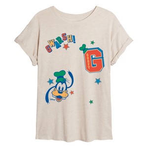 Women's - Disney - Goofy Faux Hit Oversized Oversized Graphic T-Shirt - 1 of 4