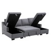 Modular Sectional Sleeper Sofa, Pull Out Bed With Storage Chaise, U-Shape Convertible Couch With 2 Tossing Cushions, For Apartment, Living Room - 4 of 4
