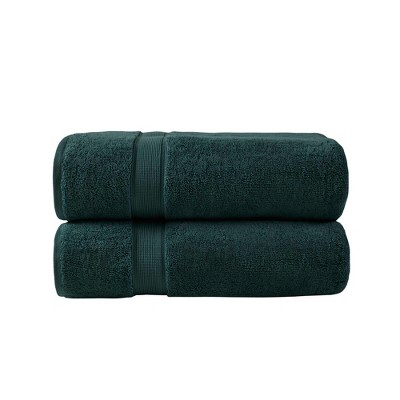 Vynxaria Ultra Soft Dark Green 2 Piece Cotton Towel Set