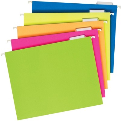 Pendaflex Glow Hanging File Folders, 5 Tab, Assorted Colors, pk of 25