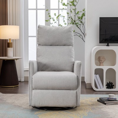 Swivel Manual Recliner Chair For Adults,Polyester Upholstered Nursery Glider Recliner High Back Reclining Single Sofa Chair-Cuddlewood