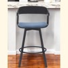 HomeRoots 27" Blue and Black Fabric with Metal Swivel Counter Height Bar Chair - 2 of 4