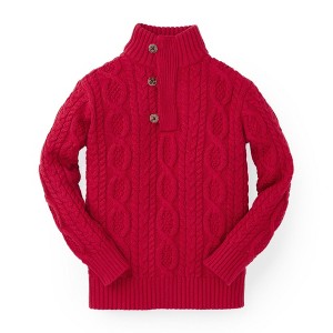 Hope & Henry Boys' Mock Neck Cable Sweater with Buttons, Kids - 1 of 4