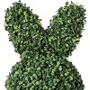 38" Artificial Rabbit Topiary, UV Resistant Faux Plant w/ Beige Bow, Green Decorative Animal Topiary for Indoor Outdoor Porch - 3 of 4