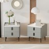 Lycvki Nightstand with 2 Drawers and Marble-Pattern Tabletop - 2 of 4