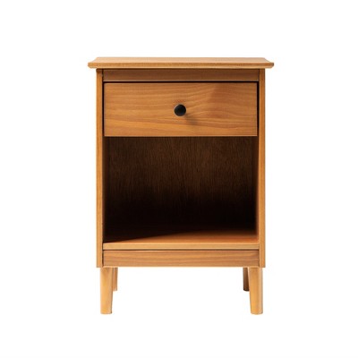 Gulches Caramel Nightstand - Classic 1-Drawer Design with Cubby