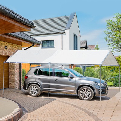 10' x 20' White Galvanized Steel Carport Canopy Kit