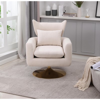 NicBex Linen Upholstered Swivel Accent Chair with Wood Frame,Classic Swivel Chair for Bedroom,Reading Room