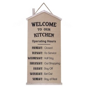 VIP Fabric 47 in. Brown Welcome to Our Kitchen 7-Day Week Sign - 1 of 2
