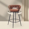 DYHOME 28 inch Bar Stools Set of 3, Modern Counter Height Bar Stools, 360° Swivel Suede Fabric Stool Chairs with Woven Back and Footrest - 4 of 4