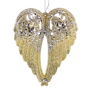 Kurt S. Adler 6.0 Inch Angel Wings Platinum Silver Gems Faith Tree Ornaments - 1 of 3