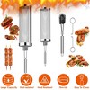 iMountek"2-Pack Stainless Steel BBQ Rolling Grill Baskets with Handles, Hooks & Cleaning Brush for Grilling"silver - 2 of 4