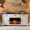 AMERLIFE 70" Farmhouse Fireplace TV Stand, Entertainment Center Table with 30'' Electric Fireplace - 3 of 3