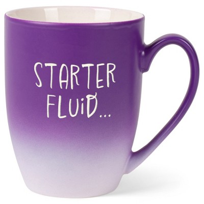 Elanze Designs Starter Fluid Two Toned Ombre Matte Purple and White 12 ounce Ceramic Stoneware Coffee Cup Mug
