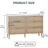 Jojoka 6-Drawer Rattan Dresser, Mid-Century Modern Chest with Natural Woven Fronts & Wooden Legs, Storage Organizer for Bedroom, Living Room - 3 of 4