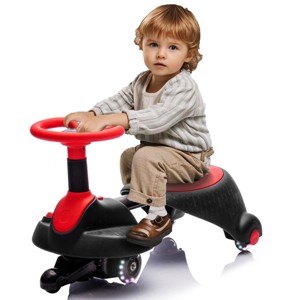 INFURNIC Baby Walkers Wiggle Car with Retractable Seat and 360 Degree Steering for Kids, Red, 28.35"*12.99"*15.94" - 1 of 4