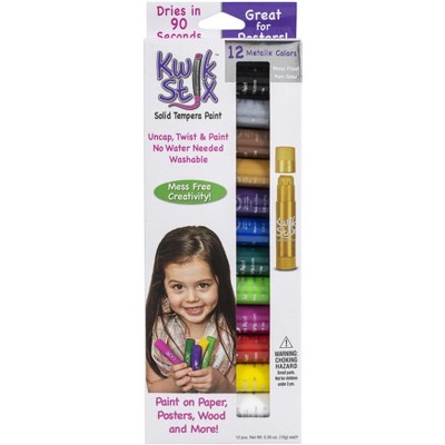 Kwik Stix Solid Tempera Paint Sticks 12/Pkg-Metalix Colors