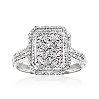 Ross-Simons 0.50 ct. t.w. Diamond Rectangular Cluster Ring in Sterling Silver Size 7