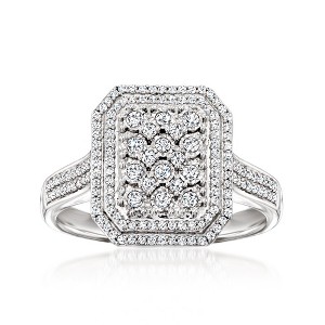 Ross-Simons 0.50 ct. t.w. Diamond Rectangular Cluster Ring in Sterling Silver Size 7 - 1 of 4