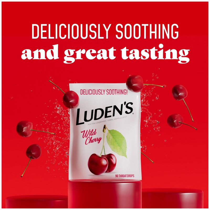 Luden&#39;s Soothing Throat Drops for Sore &#38; Irritated Throats - Wild Cherry - 90ct, 4 of 11