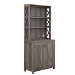 Home Source Elegant Charcoal Bar Cabinet | kitchen Cabinet with Microwave Stand