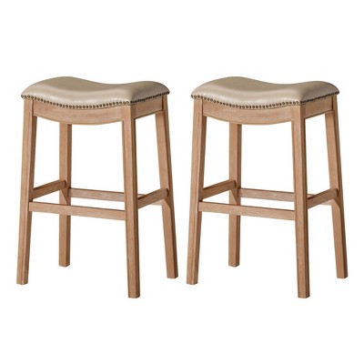 Maven Lane Adrien Backless Saddle Kitchen Stool, Set of 2