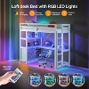 VINGLI Twin Loft Bed with L-Shaped Desk and 3 Storage Drawers, Solid Wood Single Bunk Gamer Bed with LED Light Underneath,2 Charging Stations, White - 3 of 4