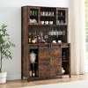 Whizmax Farmhouse Coffee Bar Cabinet with Sliding Barn Doors,Wine Cabinet with Wine&Glasses Rack,Tall Sideboard Buffet Cabinet for Kitchen,Dining Room - 3 of 4