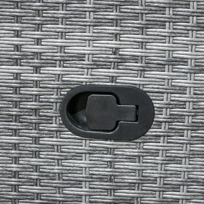 Dark Blue Wicker Reclining Outdoor Lounge Chair with Cushions