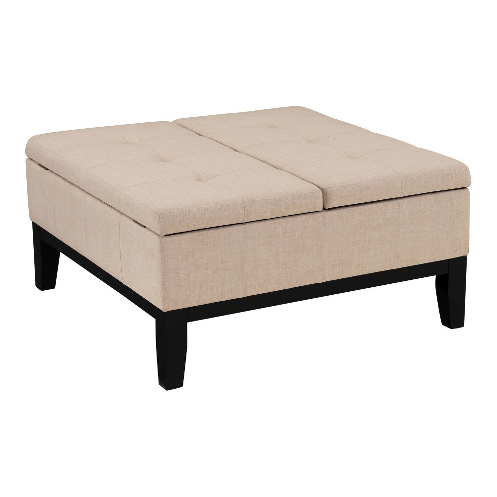 Photos - Pouffe / Bench Darragh Split Lift Up Lid Storage Ottoman Beige - HOMES: Inside + Out