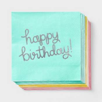 30ct Beverage Napkins 'Happy Birthday' Pastel - Spritz™