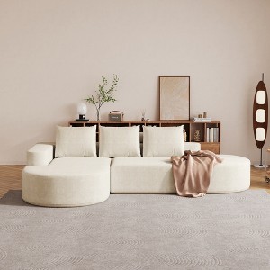 108.5'' Chenille Modern Curved Sectional Sofa with 3 Pillows, Modular Free Combination, and L-Shaped Design - 1 of 4