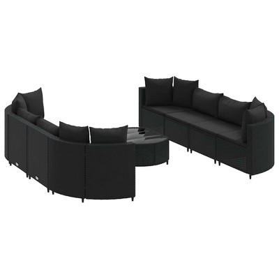 vidaXL Patio Sofa Set with Cushions Lounge Setting Outdoor Furniture Poly Rattan - Black 8 Piece