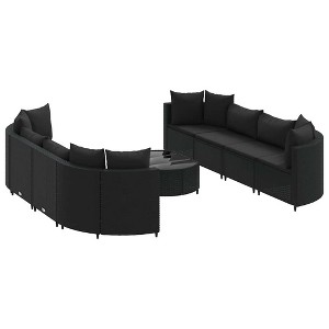vidaXL Patio Sofa Set with Cushions Lounge Setting Outdoor Furniture Poly Rattan - Black 8 Piece - 1 of 4