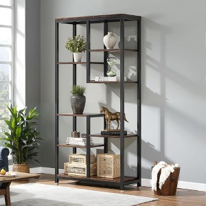 Kumasinova 8-Tier Book Shelf Industrial Large Open Bookcase Storage Organizer for Living Room,Bedroom,Office,Brown - 1 of 4