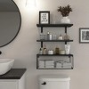 Racxily Bathroom Shelf Over Toilet, Floating Bathroom Shelf Wall Mounted with Wire Basket, Floating Shelf for Wall D¨¦cor,Black - 2 of 4