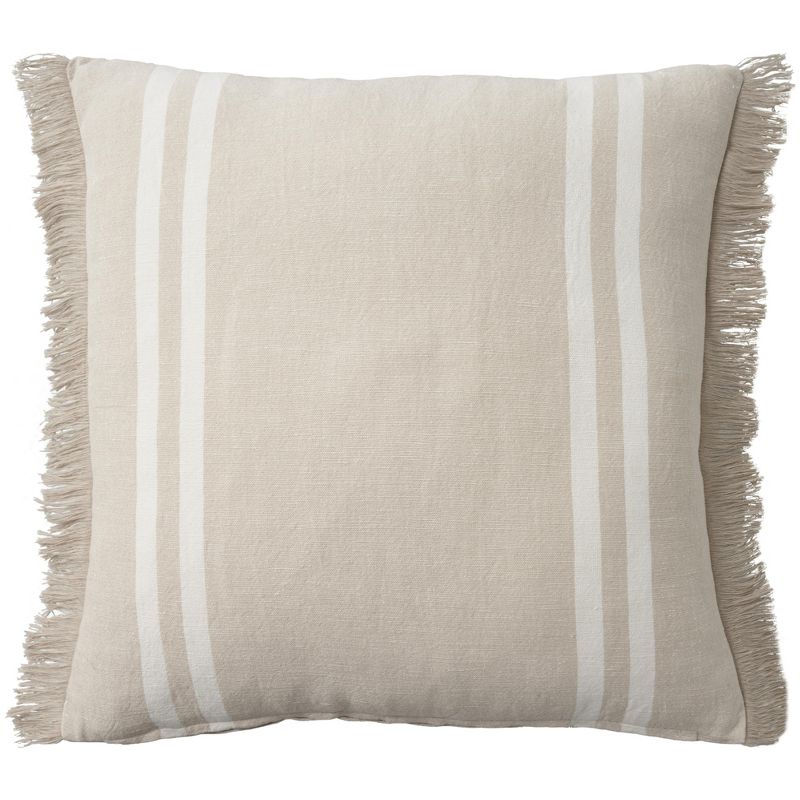 Mina Victory Lifestyle Cotton Linen Stripes Indoor Throw Pillow, 1 of 6