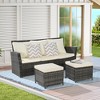 TiramisuBest 3-Piece Outdoor PE Wicker Patio Furniture Set with 2 Ottomans, All-Weather Conversation Set for Porch/Backyard/Balcony (Light Gray) - 2 of 4