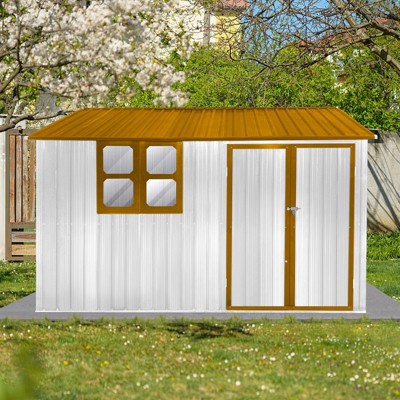 CAVINAS 10ftx8ft Outdoor Garden Shed Large Metal Storage Sheds with Hinged Door and Window for Backyard
