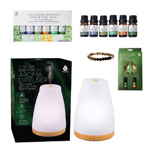 Pursonic Essential Oils Wellness Bundle – Includes Lava Stone Bracelet, 2-in-1 USB Diffuser, and 6-Pack of 100% Pure Aromatherapy Oils - 1 of 4