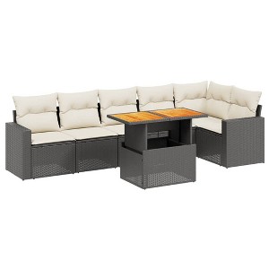 vidaXL Garden Sofa Set Black, Cream White - 1 of 4